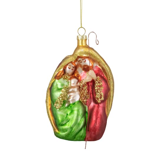 Holy Family Glass Nativity Ornament